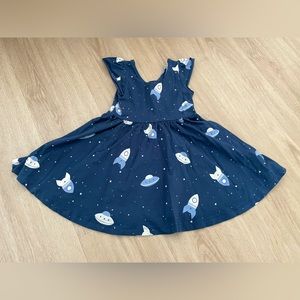 Monica + Andy navy rocket ship dress 3T